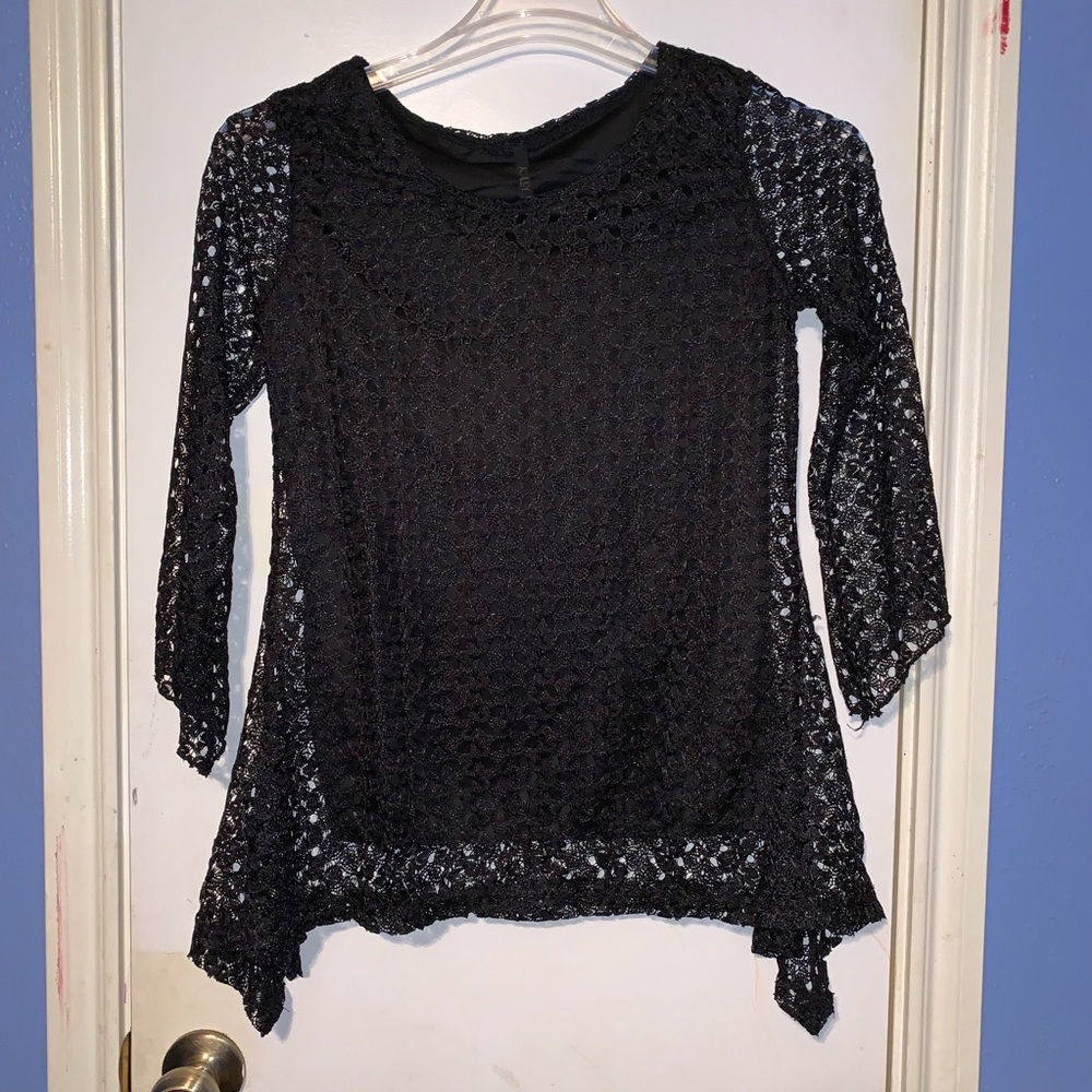 Black Layered Lace Blouse